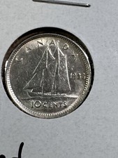 1938 Canada 10 Cents Silver Coin Cleaned