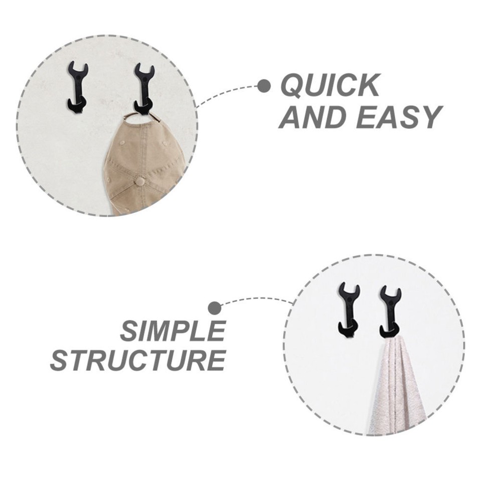 Towel Hook Wall Hanging Hook Iron Towel Hook Wrench Shape Closet Door