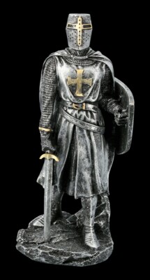 Tempelritter Figur mit Schild und Schwert - Fantasy Mittelalter Ritter Deko