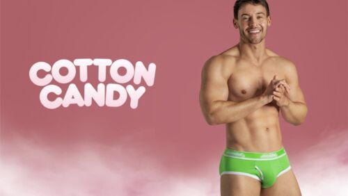 Aussiebum Large Pink CottonCandy Brief Green underwear Gay & Scaly Interest - Afbeelding 1 van 4