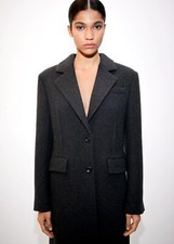 Mng Mango Beyond Premium Long Wool Coat Size Xl Rrp 269.99. Italian Manteco Wool