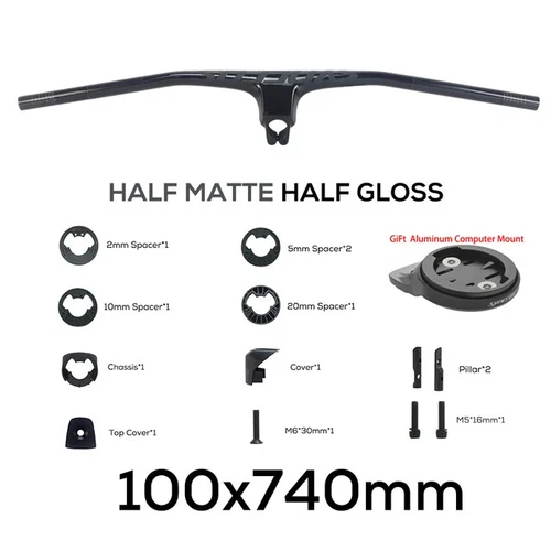 -20° Manillar Integrado de Fibra de Carbono Completa Bicicleta MTB 70/80/90/100mm*680-740mm - Imagen 41 de 44