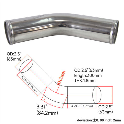 38/42/45/51/57/60/63/70/76/80mm OD 45-Grad-Aluminiumrohr für Turbo Motor - Bild 14 von 30