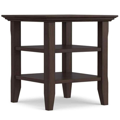 Acadian Solid Wood 19 in. Square Transitional End Table in Warm Walnut Brown