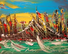 ABSOLUTELY AMAZING CITYSCAPE ORIGINAL PAINTING BY M.KAZAV 45g 