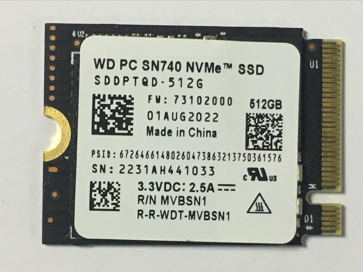 WD PC SN740 512GB SDDPTQD-512G M.2 2230 NVMe SSD For Steam Deck PC