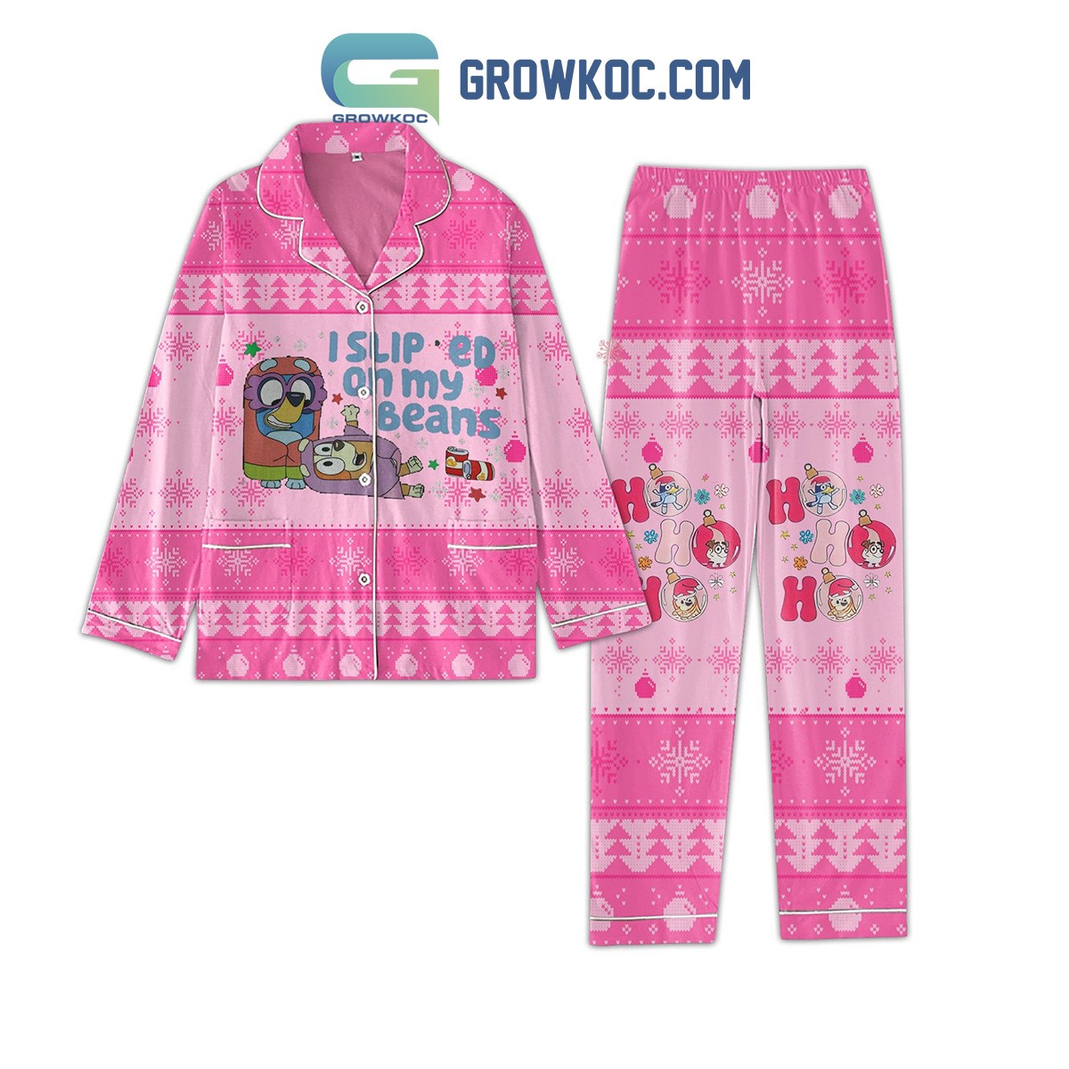 Bluey Christmas Pajama Set - I Slipped On My Beans Holiday Family Matching PJs