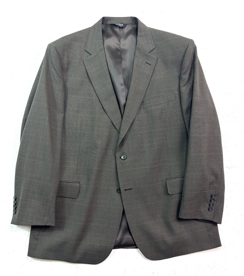 Jos A Bank 46R 40x32 2pc Pant Suit Green Glen Plaid Pleated Cuffed All Season - Image 2 of 4