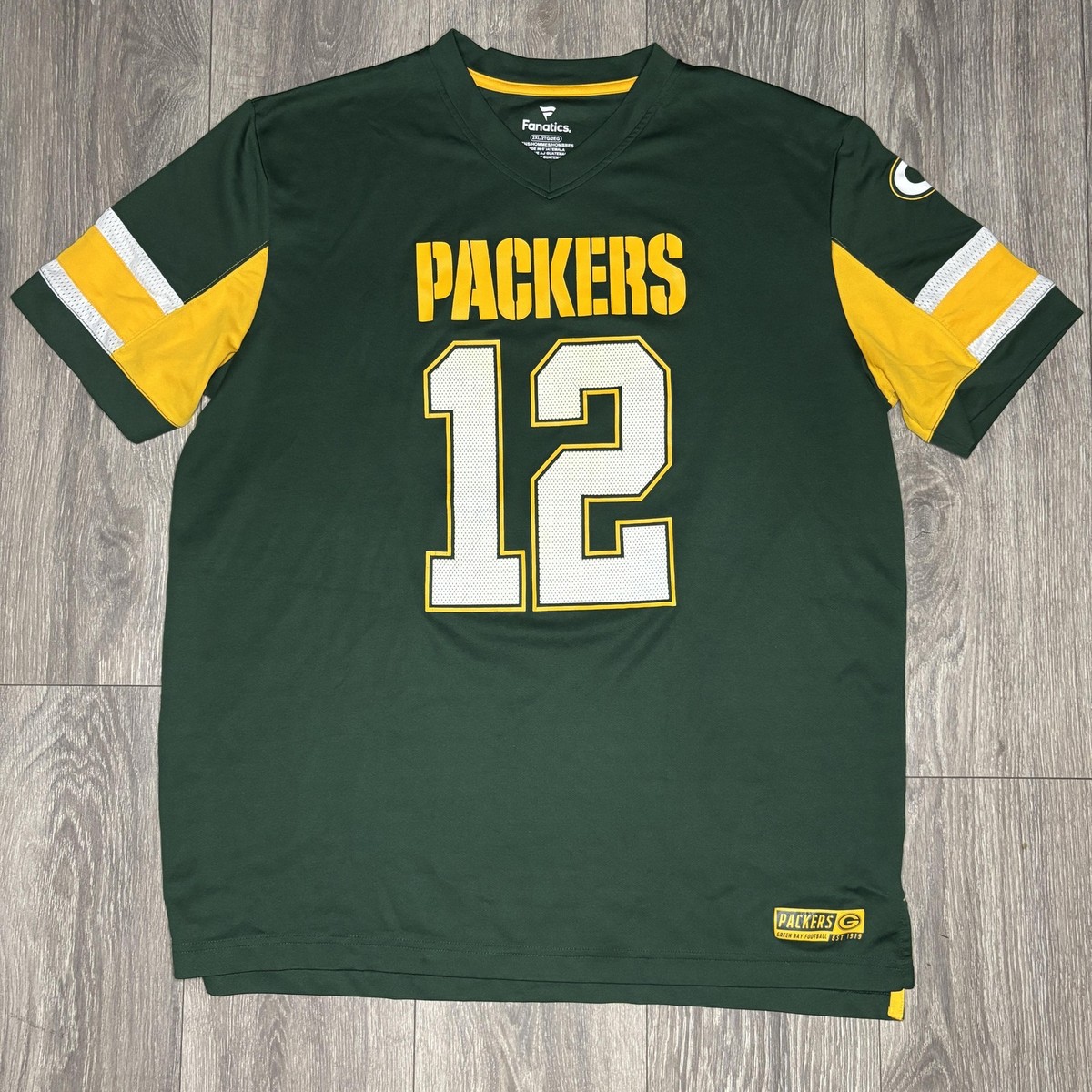 Green Bay Packers Jersey Mens 2XL Green Yellow NFL Football Aaron