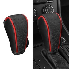 Leather Gear Shift Cover,Durable Shift Knob Cover for Shift Lever Black/Red