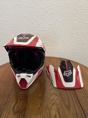 Fox Racing V3 Motocross Helmet Size Large L 55-60cm Red Black White MX Dirt Bike
