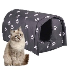 Stray Cats Shelter, Waterproof Outdoor Cat House Foldable Warm Pet Cave for W...