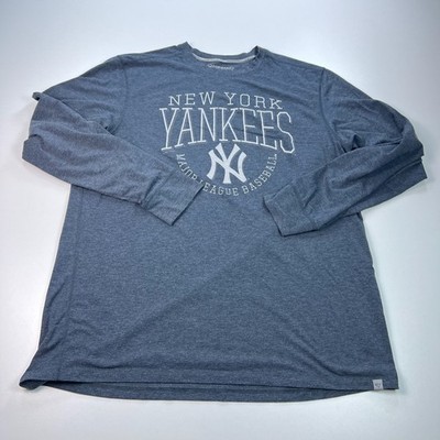 New York Yankees Shirt Mens Extra Large XL Gray Crew Neck Long Sleeve '47 MLB