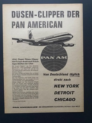 Boeing 707 Intercontinental Jet Pan Am Clipper 1960 Vintage Ad Werbung Reklame