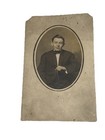 2 Antique RPPC Real Photo Postcards Men Portraits Suit Bow Tie Studio c1900s Lot