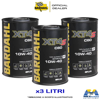 3 LITRI BARDAHL XT4-S C60 10W40 OLIO MOTORE MOTO 4 TEMPI API SN JASO MA-MA2 4T
