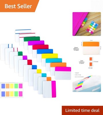 500 Pieces Tabs 2 Inch Sticky Index Tabs, Writable and Repositionable File Ta...