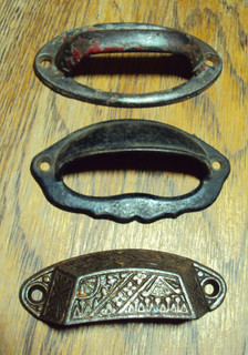 Lot of 3 Antique Cast Iron Cup Handle Eastlake & Industrial Drawer Pulls