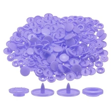 400 Set Plastic Snaps T5 Round Resin No-Sew Button Fasteners Kit, Purple