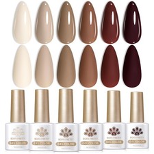 Born Pretty Nude Brown Gel Nail Polish,Beige Chocolate Caramel Skin Tone