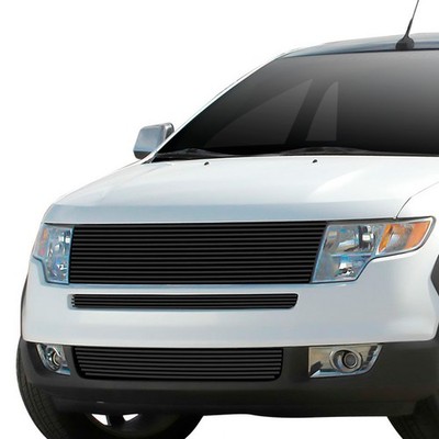 For Ford Edge 07-10 3-Pc Black 8x6 mm Horizontal Billet Main & Bumper Grille Kit