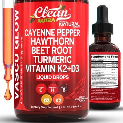 Clean Nutra Cayenne and Hawthorn Liquid Drops for Circulation Support