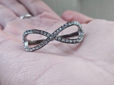 Infinity Ring Double Finger Rings Crystal Accent Fashion Jewelry Size 6 and 7