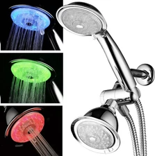 Luminex by PowerSpa 7-Color 24-Setting LED Shower Head Combo 4 Inches, Chrome 
