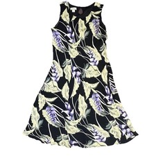 Vintage Y2K Tommy Bahama Silk Hawaiian Print Midi Dress L Casual Vacation Classy