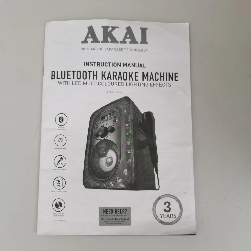 Karaoke Machine - Akai A58103 Vibes CDG/Bluetooth Colour Changing LED Lights 13" - Image 4 of 4