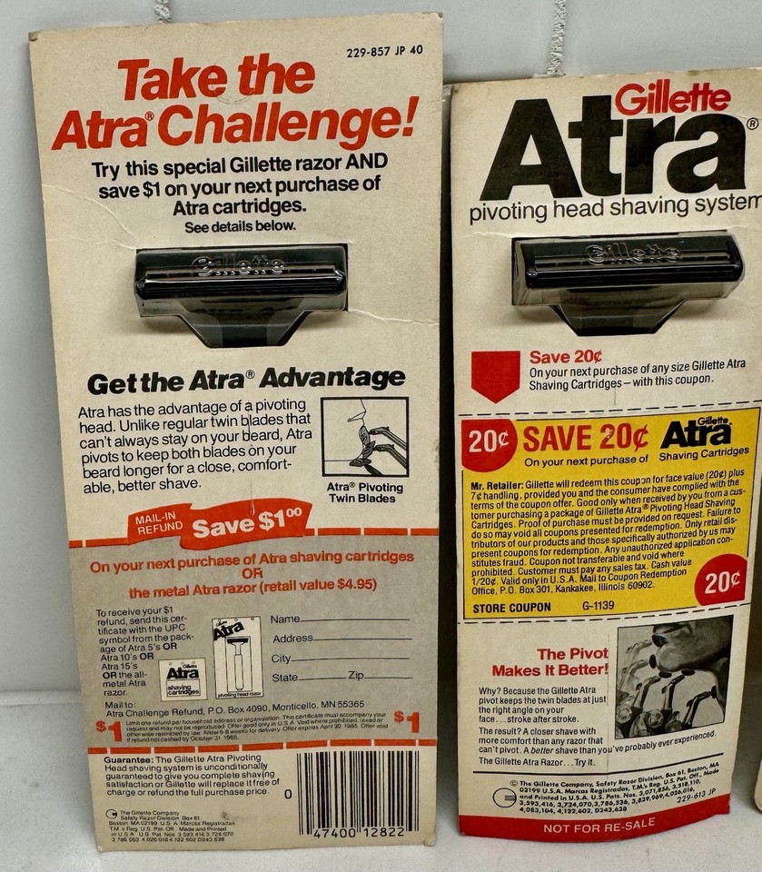 Lot of 2 - Vintage NOS Gillette ATRA Pivoting Safety Razor NEW 1980's ...