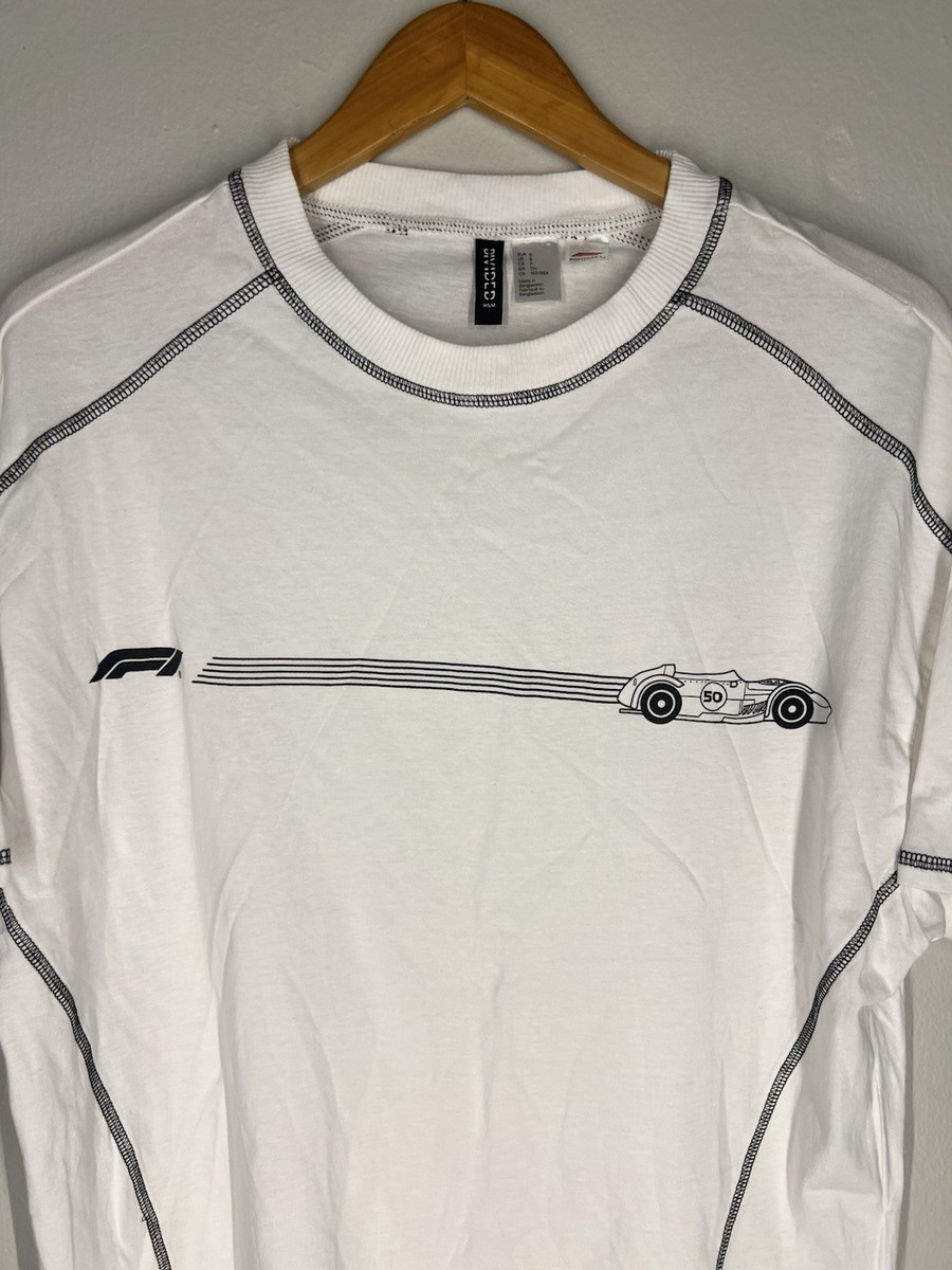H&M Divided Formula 1 Racing Graphic T-Shirt Small – White Contrast Stitch View 2