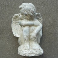 Engel Dekofigur Antik Weiß Zement Grabengel Gartenfigur Garten Deko Steinengel