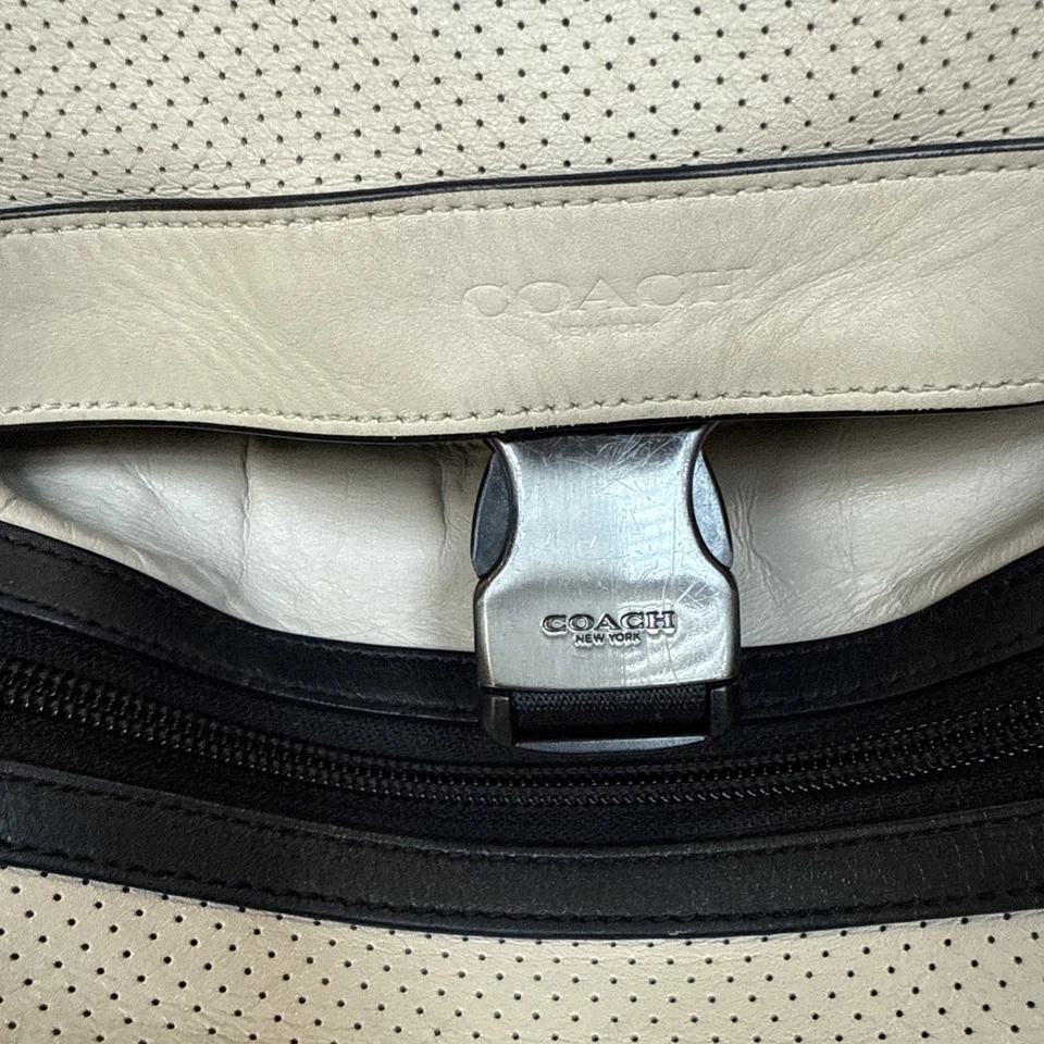 COACH F56662 Explorer Back Pack Perforated Mixed Materials Chalk/Black X - Image 4 of 4