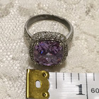 Purple Stone Cocktail Ring Silver Tone Womens size 9 Hallo Design — photo 9