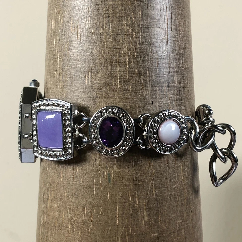 Женские кварцевые аналоговые часы Aria 23-569 Dress Gemstone серебристого цвета 27 мм 7 1/4 дюйма - Изображение 3 из 4