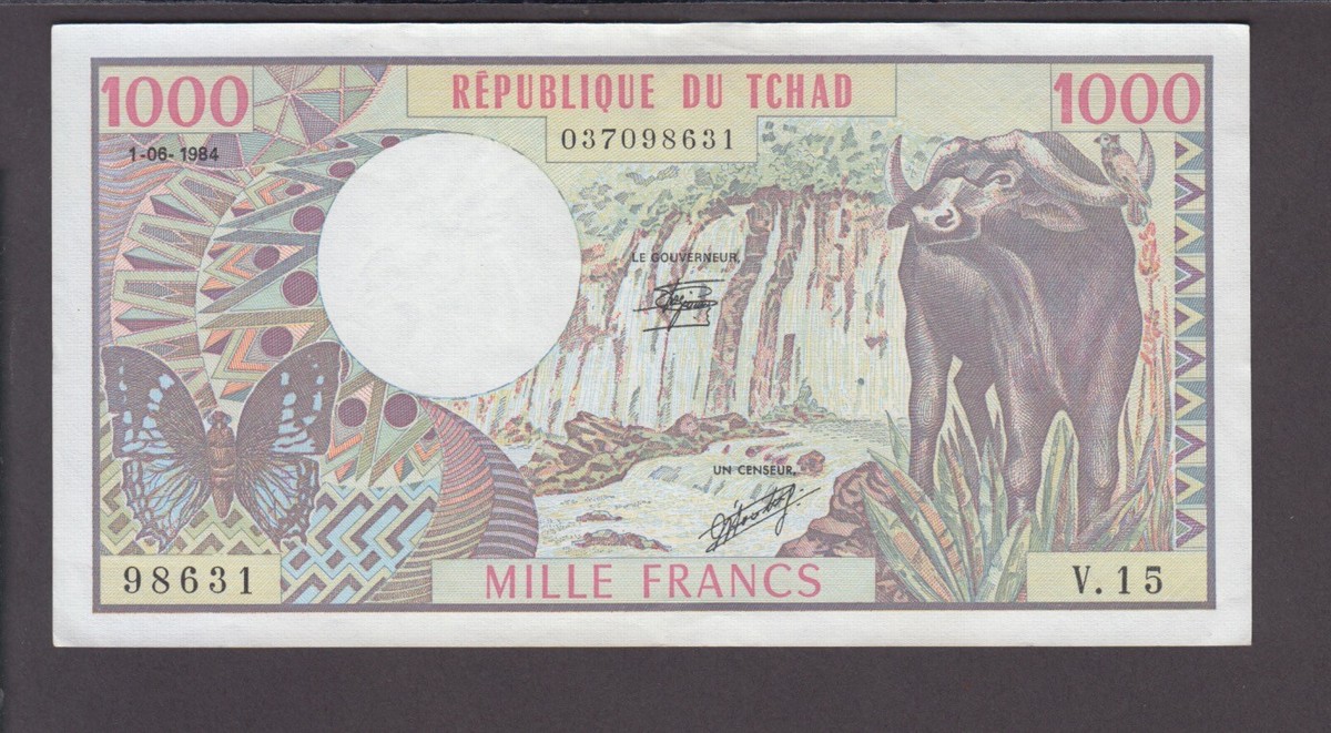 Chad P.7 -8631 1000 1,000 1.000 Francs 1-06-1984 VF-EF We combine