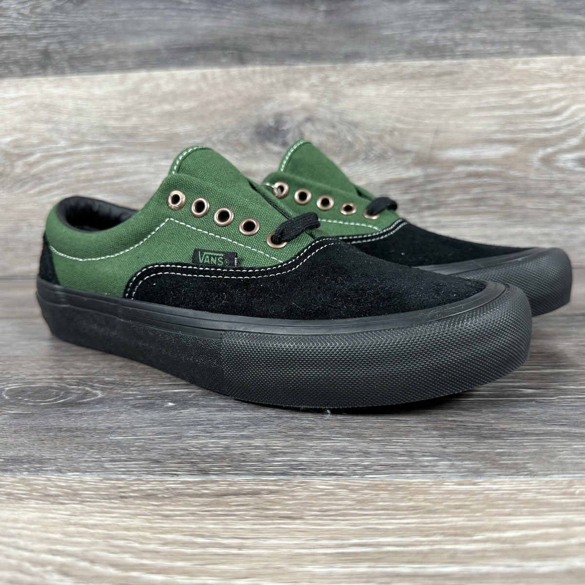 Vans Men Shoes Sneakers Size 7.5 Era Pro Black Alpine Green Lace