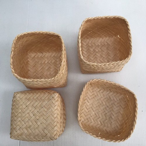Vintage Thai Handicraft Kratip Sticky Rice Small Bamboo Serving Basket Size3"X3" - Picture 42 of 96
