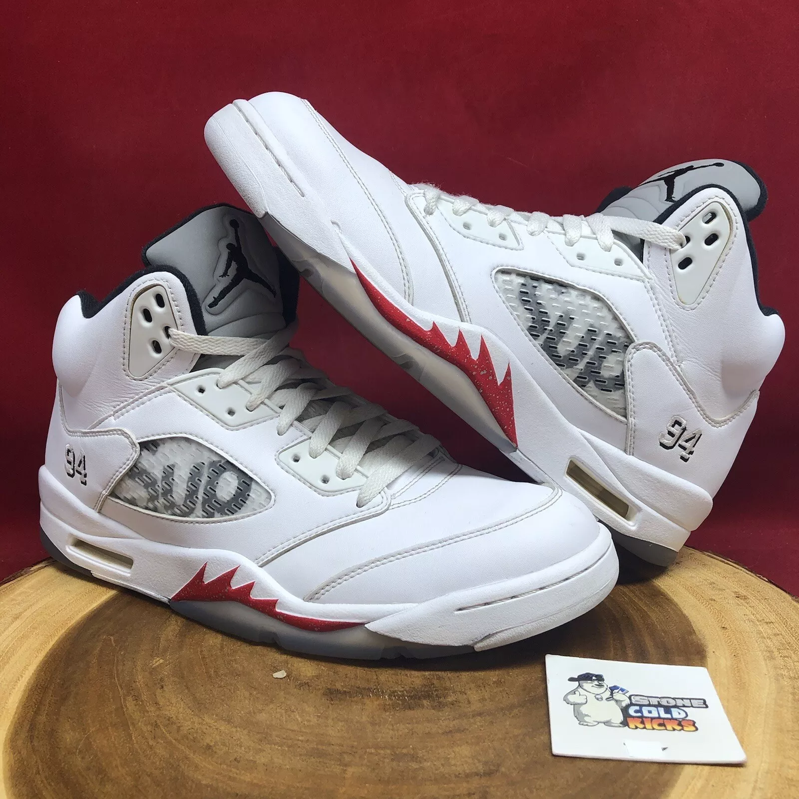NIKE AIR JORDAN V 5 RETRO SUPREME OG BLANC NOIR ROUGE FEU BRED 824371 101 11,5