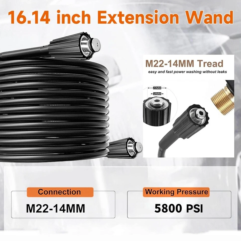 Pistola de lavadora eléctrica de alta presión 4000 PSI para automóvil varilla pulverizadora lanza boquilla y kit de manguera Foto 4 de 4
