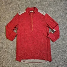 Ibex Pullover Mens Small Red Merino Wool 1/4 Zip Stretch Pocket Athletic Casual