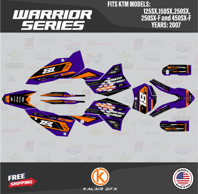 Graphics Kit for KTM 250SX-F and 450SX-F (2007) Warrior - PURPLE