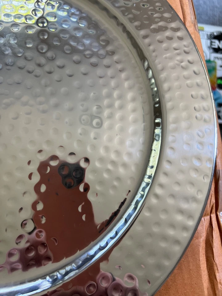 Old Dutch S/6 13" Diameter Stainless Steel Hammered Chargar Plates - Image 3 of 4