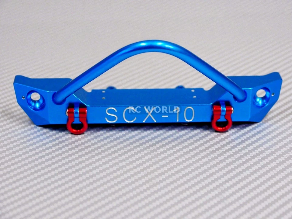 For Axial SCX10 RC Truck Front BULL NOSE Metal BUMPER w/ Metal Shackles -BLUE- - Image 4 of 4
