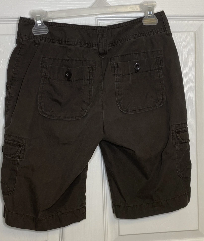 Pantalones Cortos Bass Mujer Talla 2 Marrón Oscuro Caqui Carga Senderismo Exterior Bolsillos Traseros Foto 2 de 4