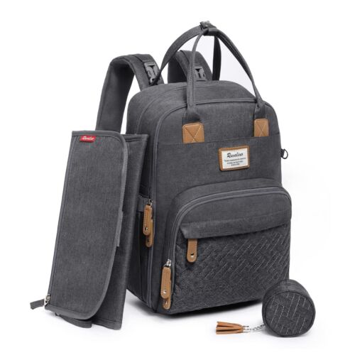 Diaper Bag Backpack, RUVALINO Neutral All-in-One Baby Bags for Boy Girl, Mult... - 第 1/8 張圖片