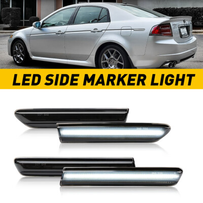 4PCS Front+Rear Smoked White LED Side Marker Light Lamp for 2004 - 2008 Acura TL