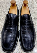 Stunning Ermenegildo Zegna Men  s Black Loafer Leather Dress Shoes Sz 8.5 D