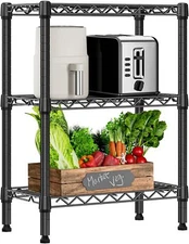 3 Tier Wire Storage Shelves Black Shelf Metal Wire Shelving Steel Organizer 29"